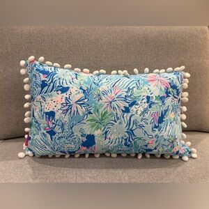Lilly Pulitzer Blue and Pink Floral Pillow